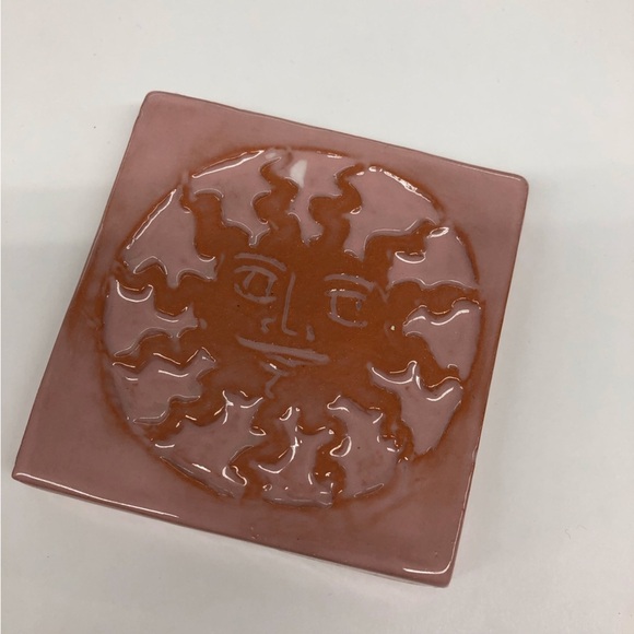 Handmade Ceramic Tile: Pink Sun - Picture 1 of 2